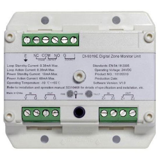 Module hiển thị Zone DI-9319E, kết nối với 25 đầu báo thông thường, cần nguồn 24VDC
